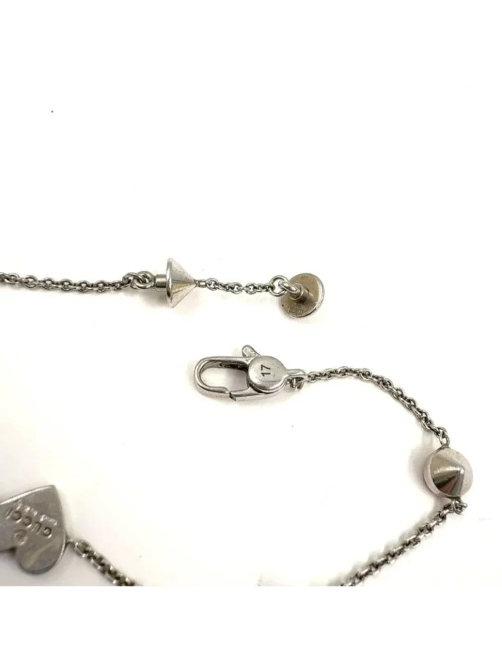 Gucci Trademark Heart Crystal Silver Red Bracelet - Picture 3 of 10